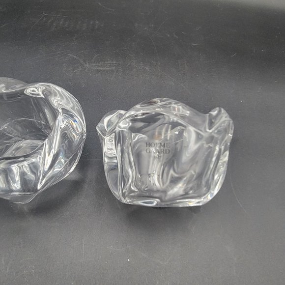 Pair (2) HOLMEGAARD 1825 Denmark KAMELIA Crystal Glass Votive Candle Holder